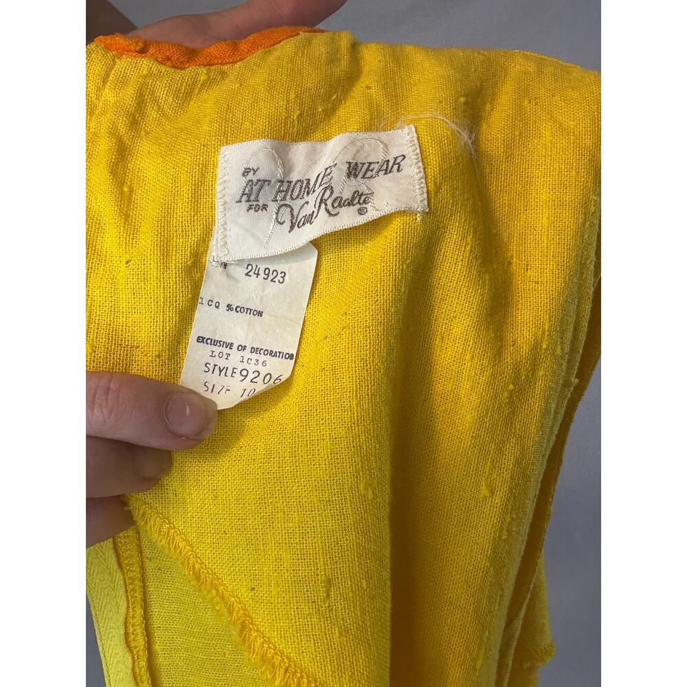 Vintage 1960s Mod Shift Dress Tear Away Skirt Set Yellow Orange Tulip Pockets - Picture 16 of 16